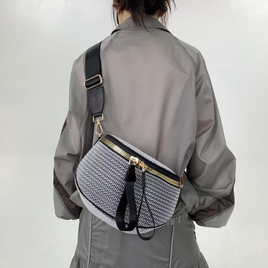 Women'S Quilted Mesh Crossbody Bag Minimalist Neutral Shoulder Handbag
