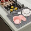 Nonslip Kitchen Dish Drainer Pad Heat Resistant Dish Drying Mat Silicone Draining Board Mat  Home