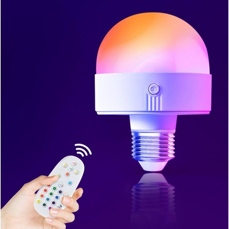 Rechargeable E27 Wireless Wall/Table Lamp with RGB & Three-Color Bulb, Remote & Touch Control