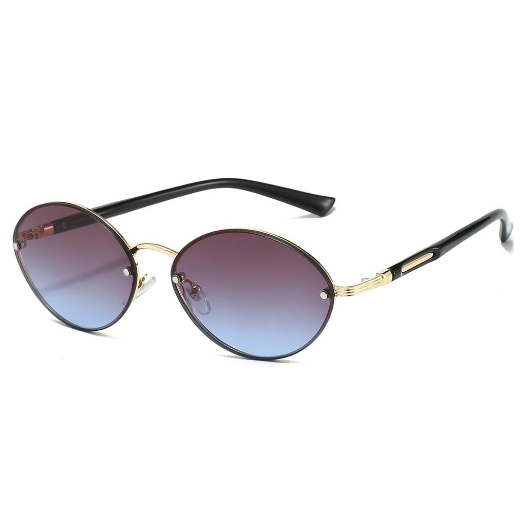 Vintage Metal Rim Gradient Shades Women's Original Brand Design Sunglasses Multi Color Lens Chic Driving Sun Glasses