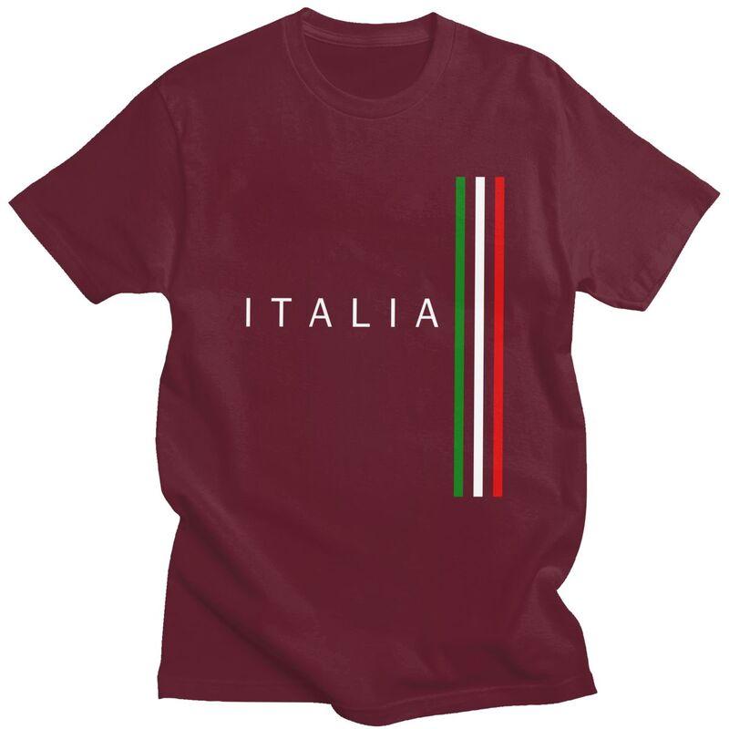 Individuelles Klassisches Italien Flagge T-Shirt Herren Kurzarm Italienisch Stolze T-Shirts Lässige Tee Tops Übergroße T-Shirts Merch