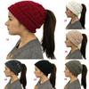 Women Autumn Winter Warm Kitting Hat for Ponytail Girls