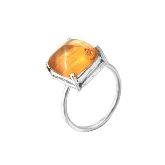 Natural Citrine Sugar loaf Gemstone  925 Sterling Silver Ring  size 8 US Gift Ring on every occasions Wedding Birthday