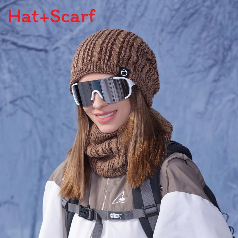 Knit Hat And Scarf Set For Women With Fleece Lining Winter Warmth And Protection