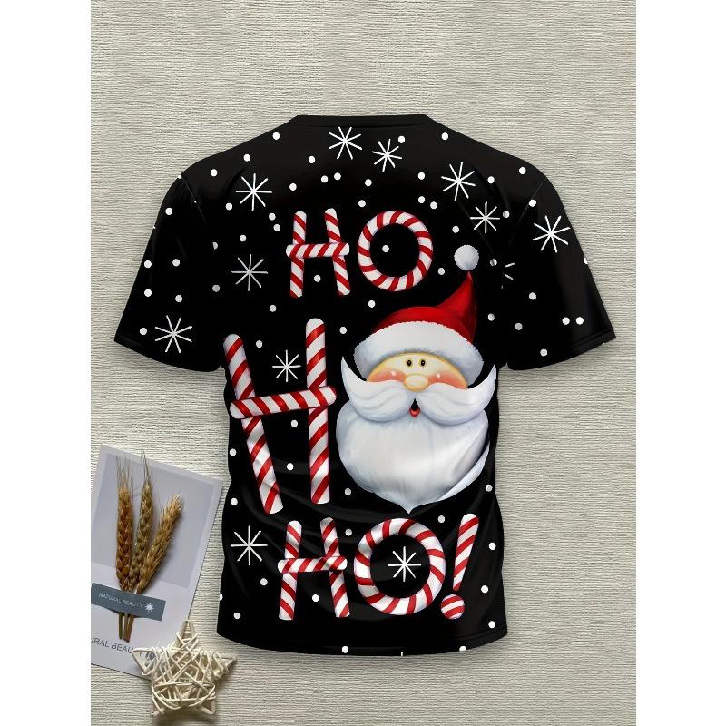 3D Printed Christmas Reindeer Pattern Men's T-shirt O Neck Short Sleeved T-shirt Street Men's Clothing