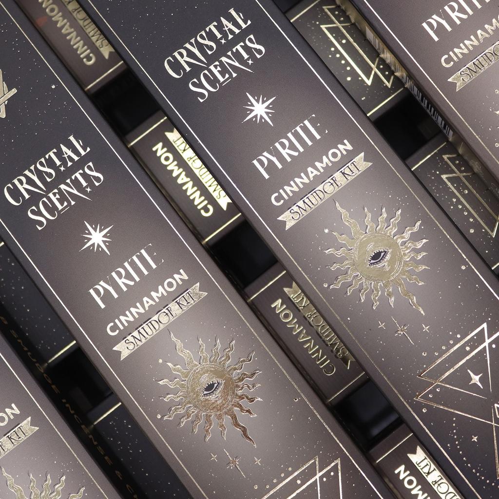 6x Pyrite Crystal Scents Smudge Incense – Cinnamon