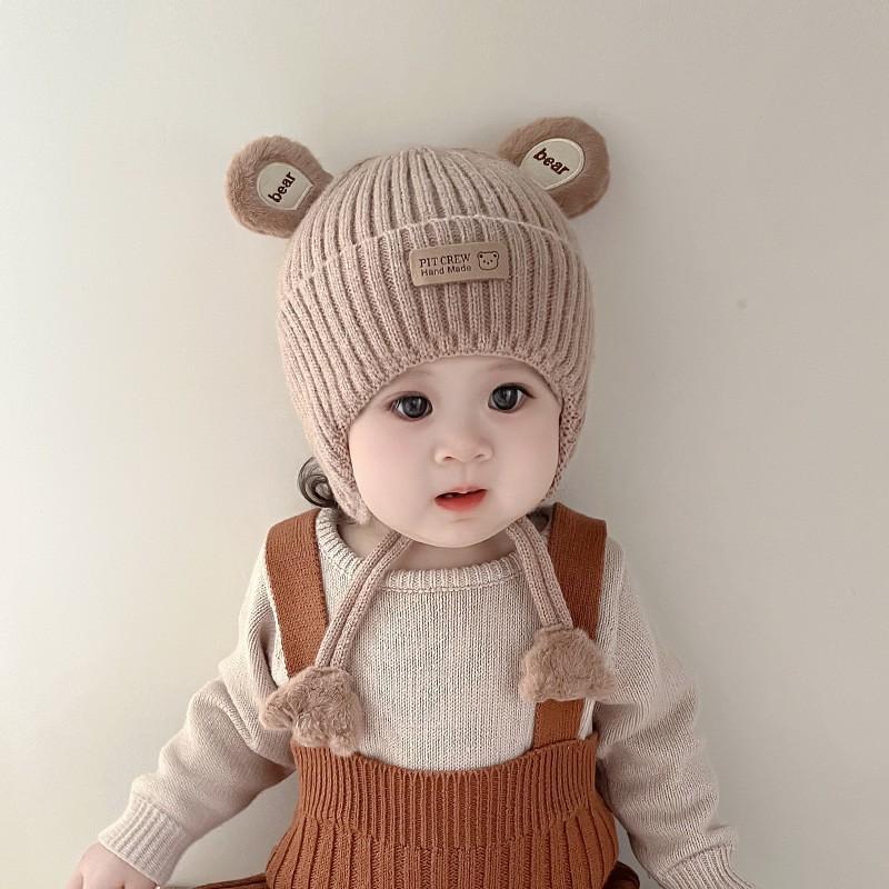 Gorro de Punto para Bebé Niños Pequeños Cálido Protección para Orejas Gorro de Invierno Gorro de Algodón Niños Niñas 6-36 Meses