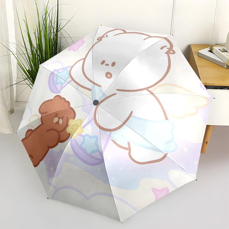 

1pc Angel Bear Balloon with Star Print - Automatic Opening/Closing Umbrella, Portable 3-Fold Design, 8-Bone Iron Frame Outdoor Umbrella, Perfect Gift