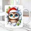 3D Snowman Owl Owl Ceramic Coffee Mug Water Cup Christmas Hat Christmas