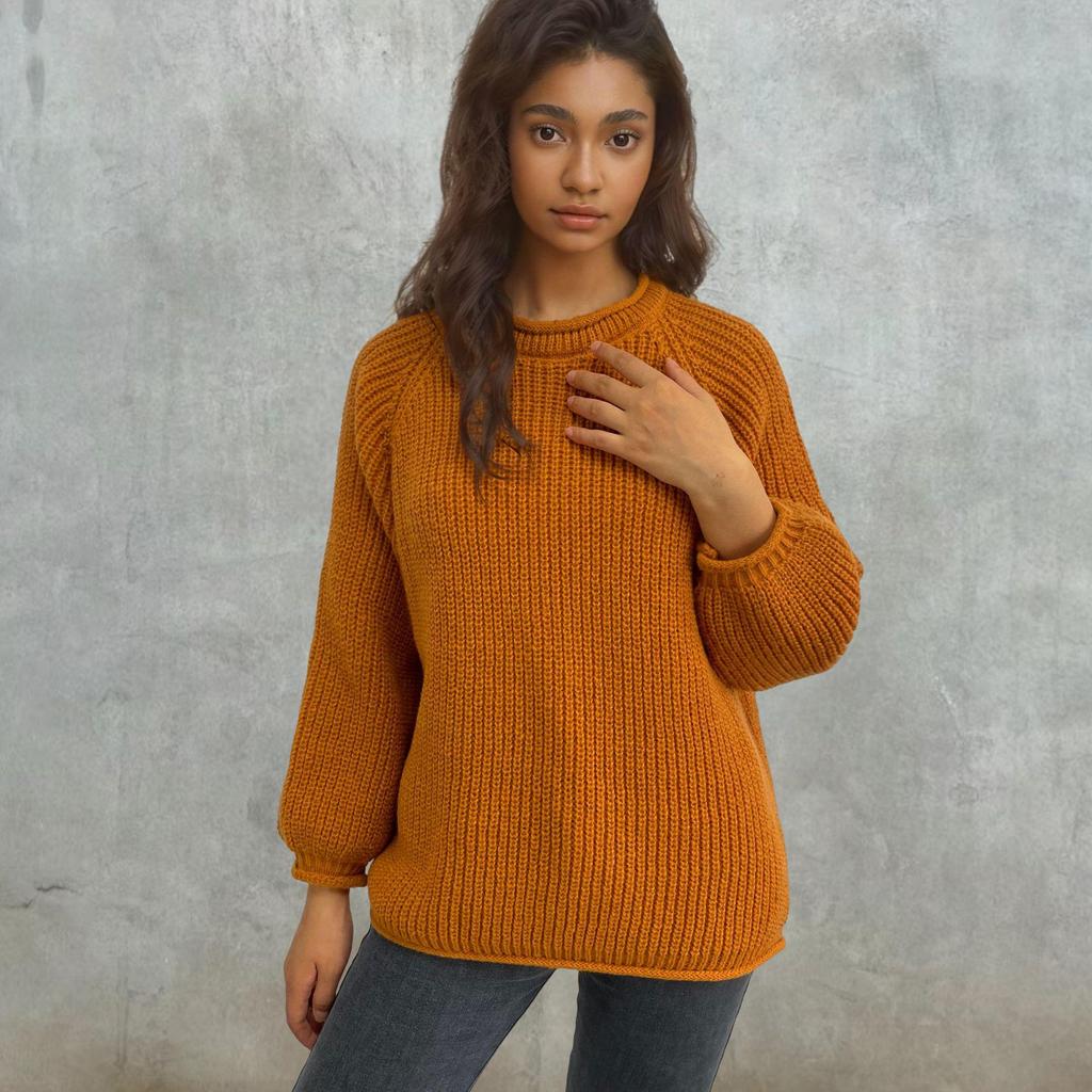 Women's Plus Size Chunky Knit Roll Neck Sweater - Solid Color Loose Pullover for Autumn/Winter