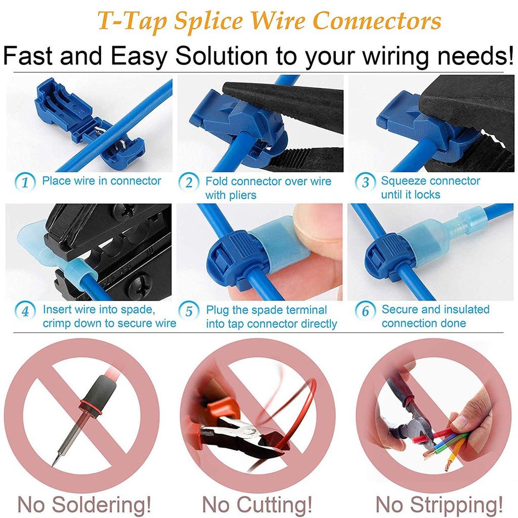 BESTU T-Shape Wiring Connector Branch Wire Connection Flat Terminal Electro Tap Wire Branch Connector