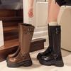 Bottes d'influenceur internet femmes genou automne talon épais rétro bottes de chevalier western hautes antidérapantes tendance