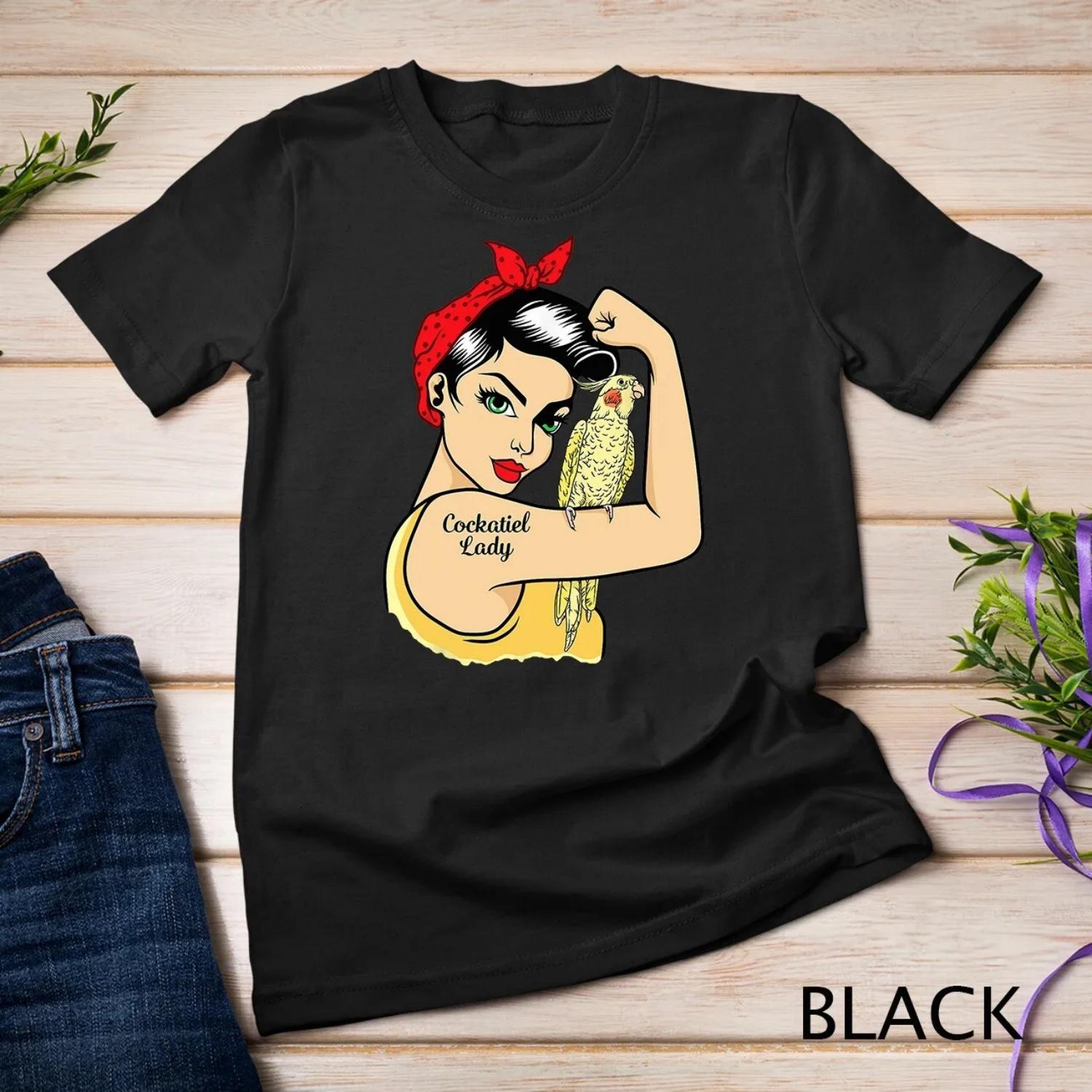 Cockatiel Lady Strong Woman Bird Parrot Cute Cockatoo T shirt XXXXXL чёрный