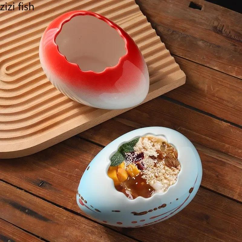 Creative Eggshell Bowl Ceramic Tableware Dessert Bowl Yogurt Oat Bowl Snack Bowls Restaurant Artistic Conception Tableware