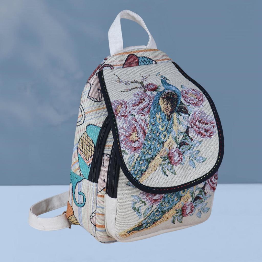 Backpack Embroidered Canvas Backpack for Women Cute Animal Floral Pattern Lightweight Travel Casual Backpack Small Daypack