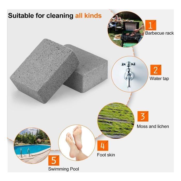 Lot de 10 Pierres de Nettoyage pour Barbecue, Briques Décapantes en Pierre Ponce, Bloc Abrasif pour Grilles BBQ, Plancha