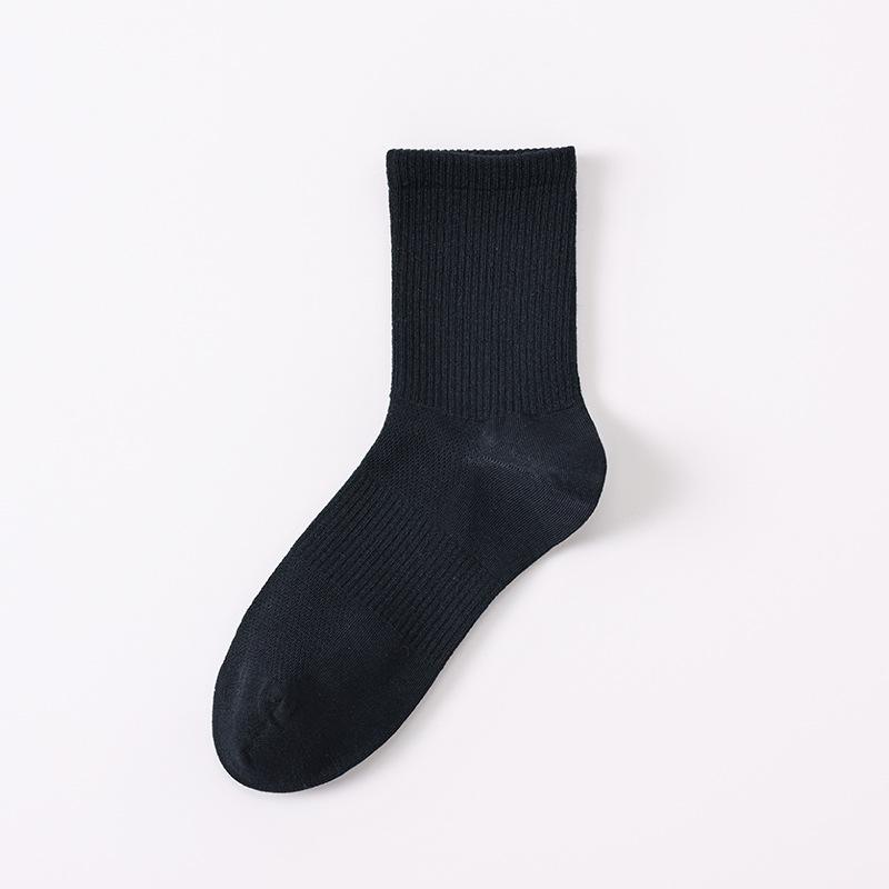 

Male Spring and Autumn All Kinds of Casual Solid Color Antibacterial Sweat Absorption Breathable Boneless Anti Paging Tube Socks 1 pair чёрный