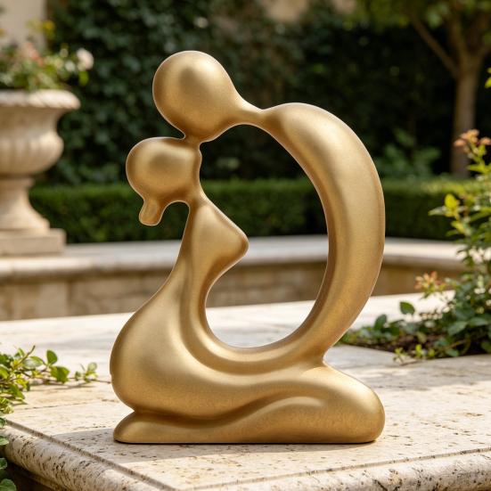 Kissing Couple Statue, Modern Abstract Lover Figurine, Resin Romantic Couple Sculpture for Home, Office, Desktop, Bookshelf, Wedding Decor