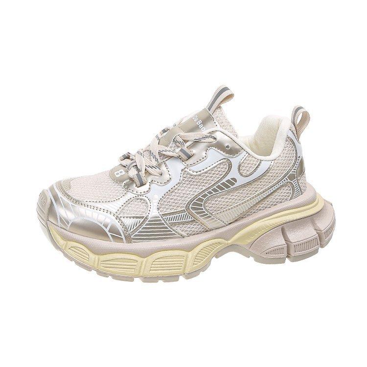 

Кроссовки Silver Pops женские летние сетчатые белые туфли с толстой подошвой и открытой подошвой для походов 35 золотой