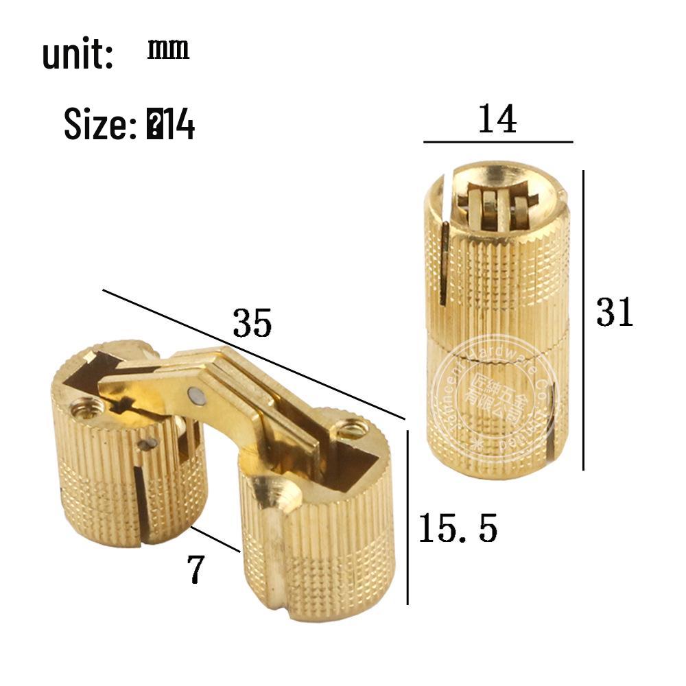 Copper 180° Column Bucket Hinge, 8mm-16cm, Pure Copper Concealed Hinge In Gift Box