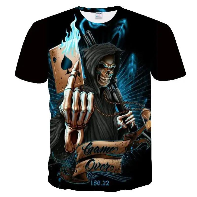 Men's skull print and beauty summer T-shirt,  shirt, hip-hop, 3D print,