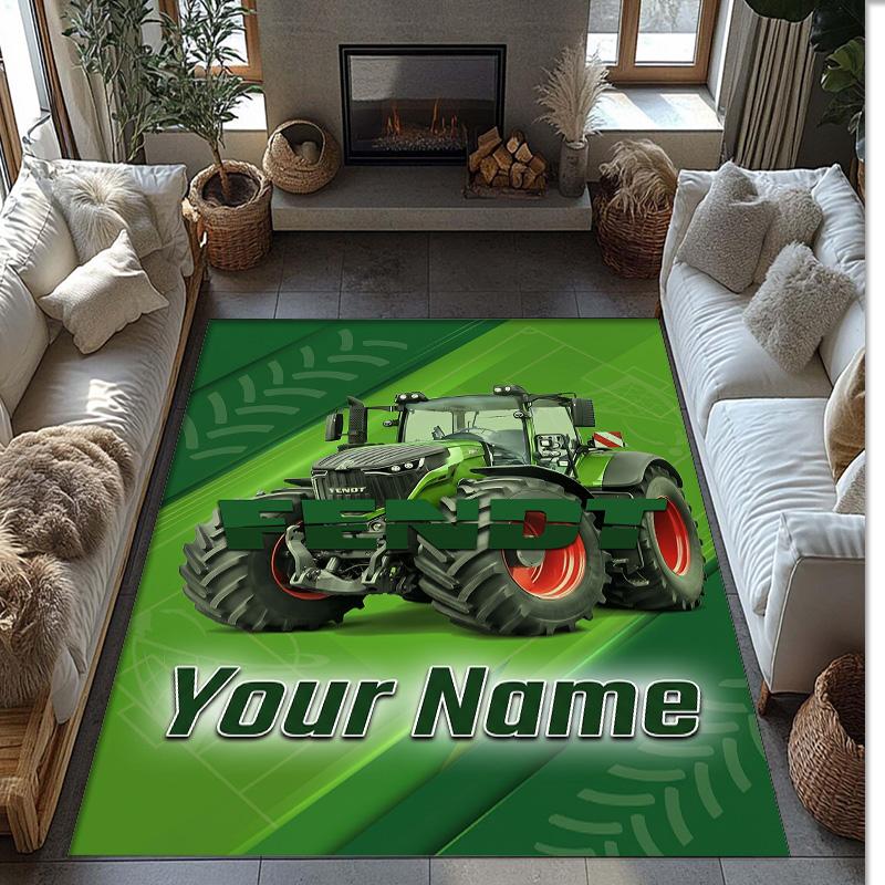 Fendt Crystal Velvet Rug, Custom Name Text Personalized Non‑Slip Floor Mat for Home Decor Gift