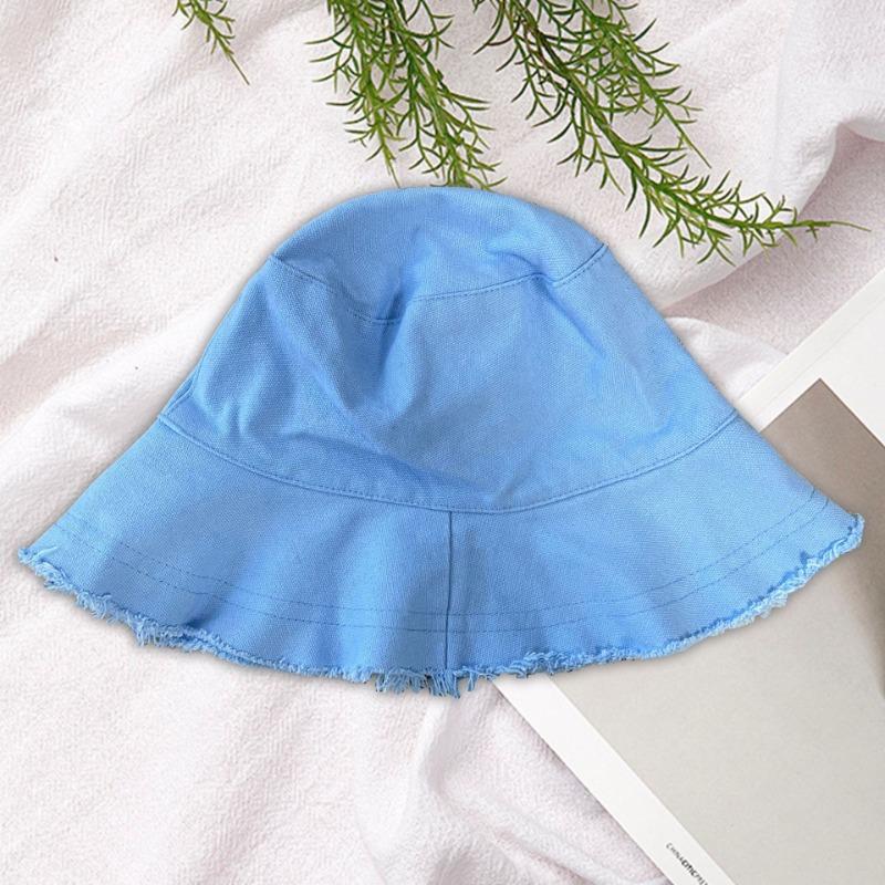 Rough Edge Bucket Hat Women's Summer Visor Casual Hat Edging Basin Hat Foldable Washable