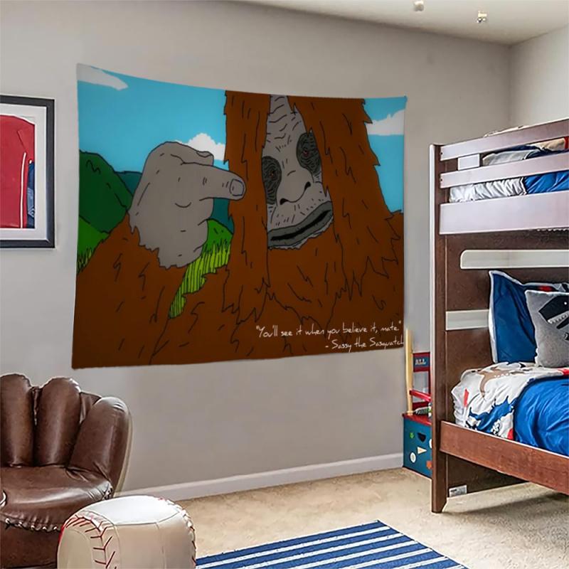 VIKAMA Funny Arrogant Bigfoot Tapestry Fun Meme Dormitory Game Room Decoration Wallpaper Room Decoration