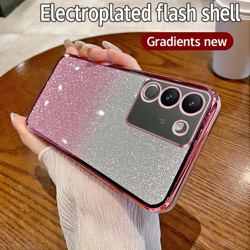 

Для Vivo Y200 5G Чехол Vivo V30e Global Phone Чехол Блестящий Блестящий Покрытие Силиконовый Объектив Камеры Мягкая Задняя Крышка For Vivo Y200 5G