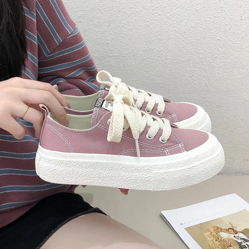 Fashion High on Platform Women's Canvas Shoes Comfortable and Elegant Korean Daily Routine Quality Y2k Fashion Walking Ladies Footwear
