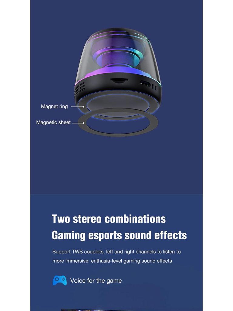 Magnetic Bluetooth Speaker Phone Stand with RGB Light and TWS Subwoofer for Outdoor Use