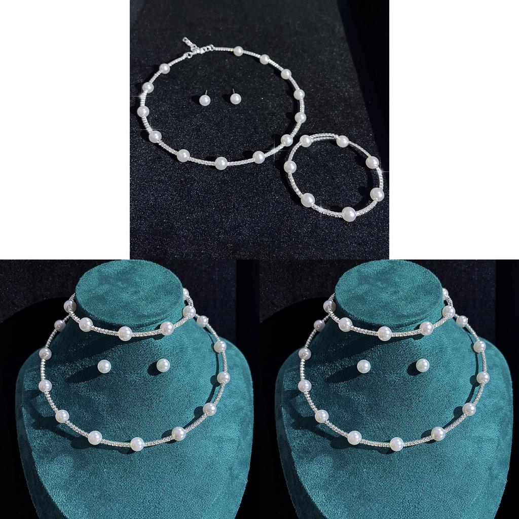 Artificial Pearl Jewelry Set With Cz Diamonds For Elegant Women Spring Collection