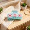 Hair Claw Strong Grip Hair Clip Ice-Clear Acetic Acid Material Floral Pattern Pearlescent Back Head Hair Claw Half-Tied Hair Accessory