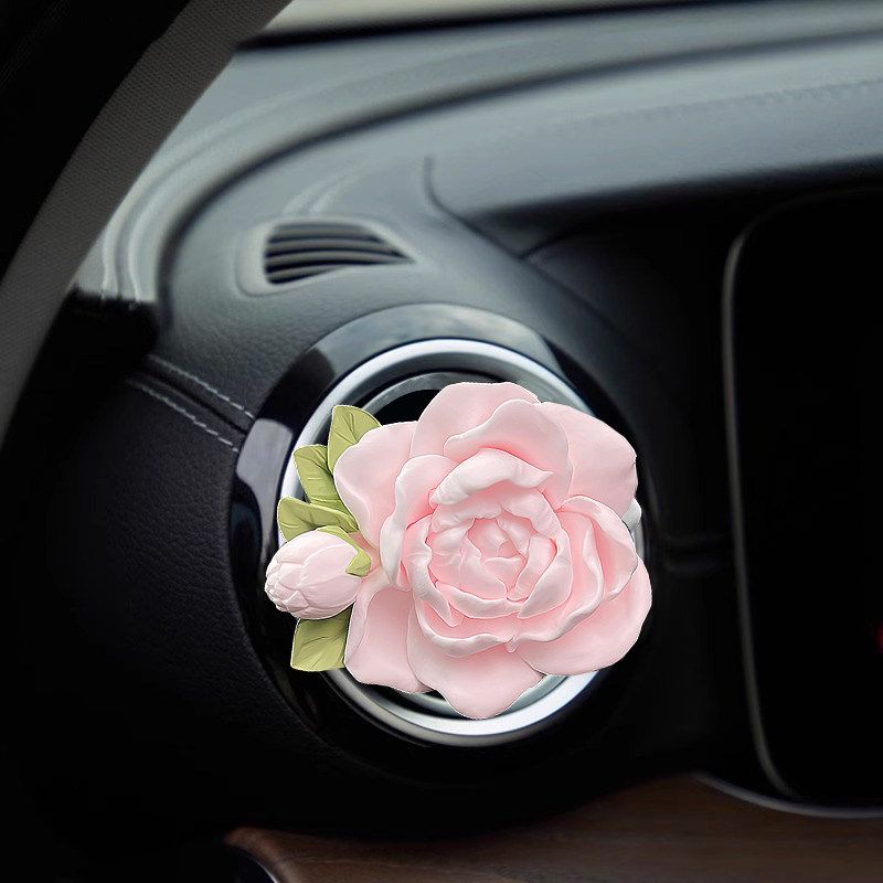 Jasmine Flower Car Perfume Aromatherapy Car Air Conditioner Vent Decoration Diffuser Stone Flower Car Interior Ornament Goddess Style