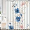 1pc blue floral pattern shower curtain, polyester fabric, machine washable, suitable for bathroom decoration