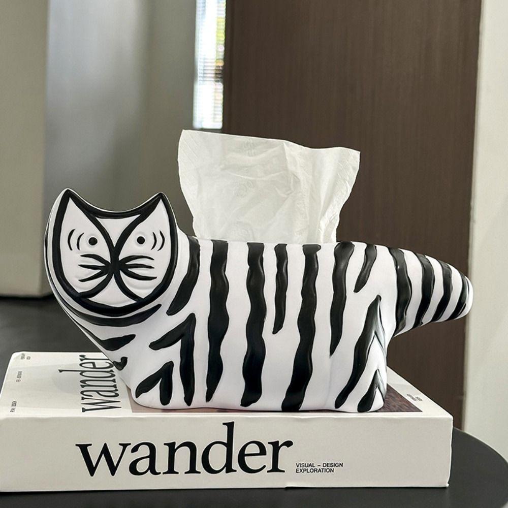 Modern Cat Ornament Cartoon Paper Box Desktop Decoration Tissue Box Living Room