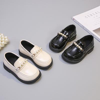 Mädchen Lederschuhe 2025 vielseitige weichsohlige Perlenschuhe Prinzessinnenschuhe koreanische Version Einzelschuhe Frühling Strass britischer Stil rutschfest