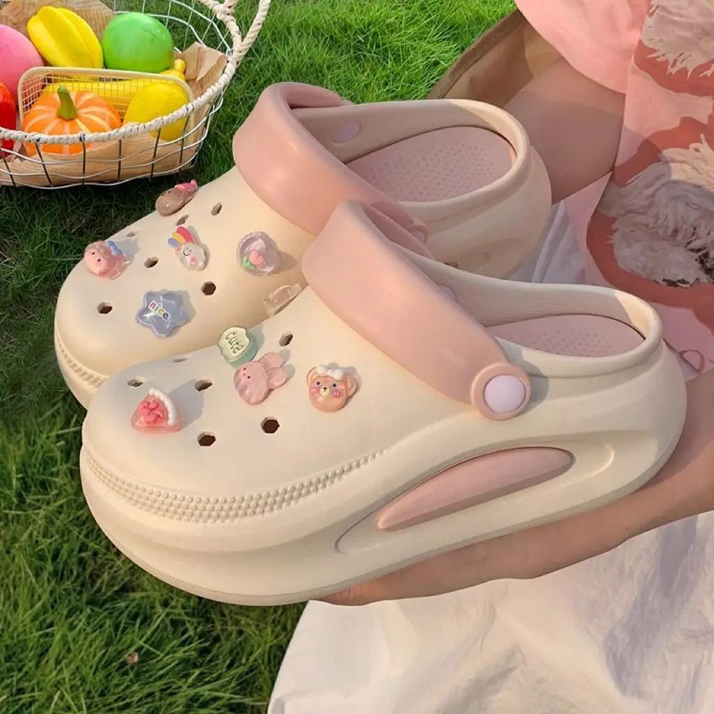 

Женские сандалии с толстой подошвой, летняя верхняя одежда, нескользящая, увеличивающая рост, пляжная обувь с рисунком из мультфильмов и аниме, обувь для взрослых 38-39