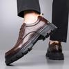 High Quality Thick Soled Comfortable Workwear Shoes Men's Fashion Versatile Big Toe Leather Shoes, Branded Business Casual Shoes