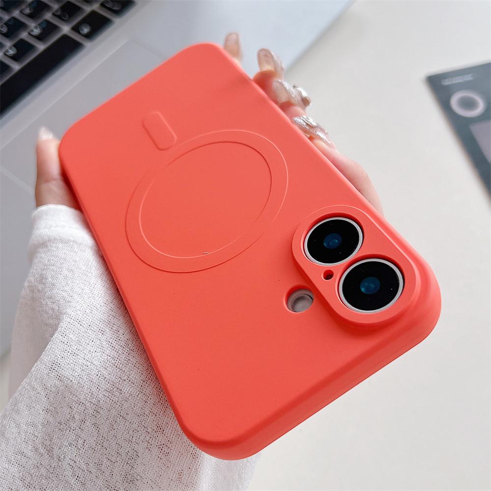 Liquid Silicone Case For iPhone 16 15 14 13 12 11 Pro Max Plus Phone Magnetic Wireless Charger For Magsafe Shockproof Back Cover