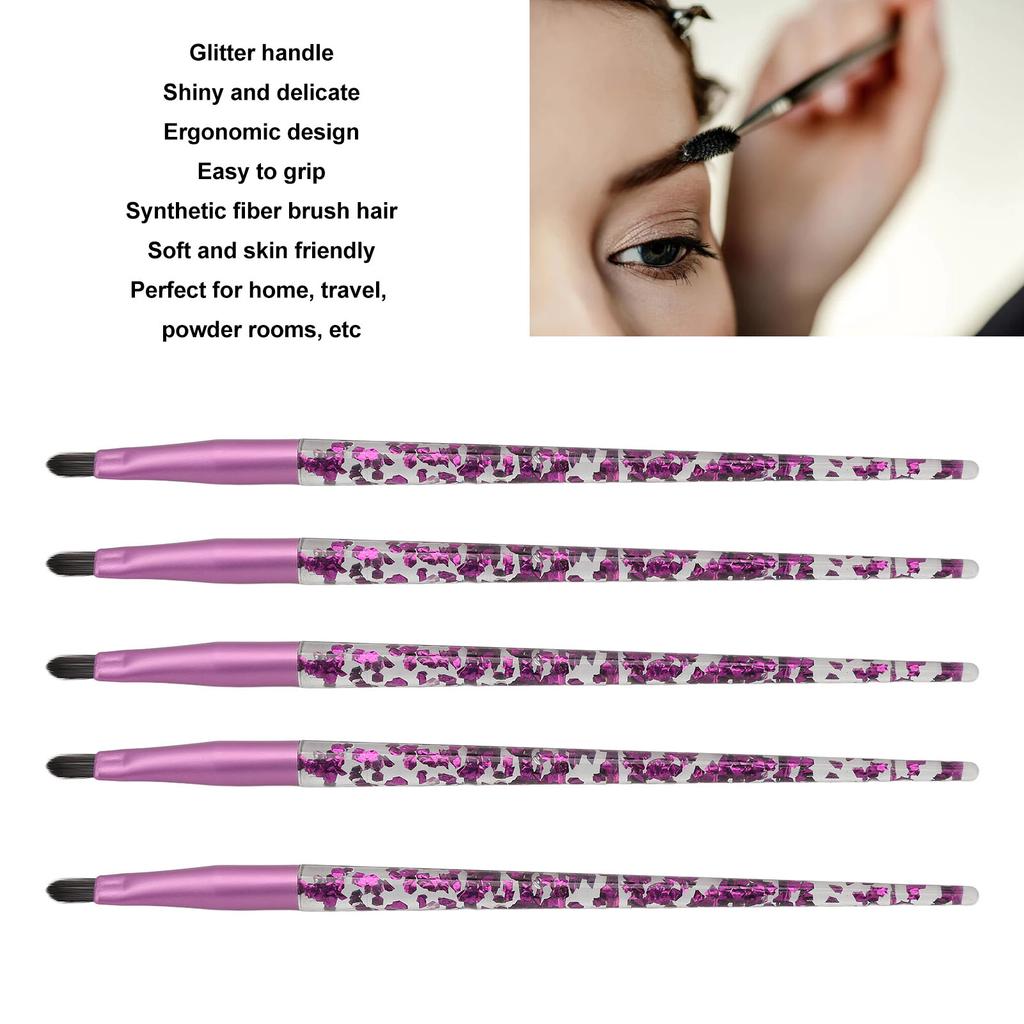 5pcs Lip Brush Glitter Handle Soft Hair Lip Makeup Brush Cosmetic Tool for Eyeshadow Foundation