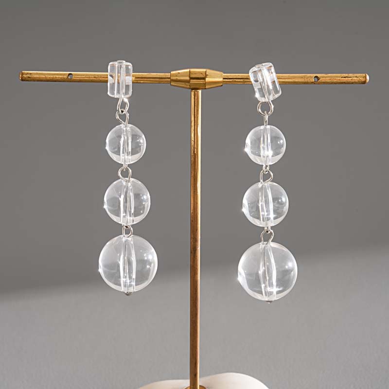 Vintage Transparent Resin Ball Dangle Earrings for Women Fashion Classic Long Water Drop Tassel Earrings Jewelry Gift