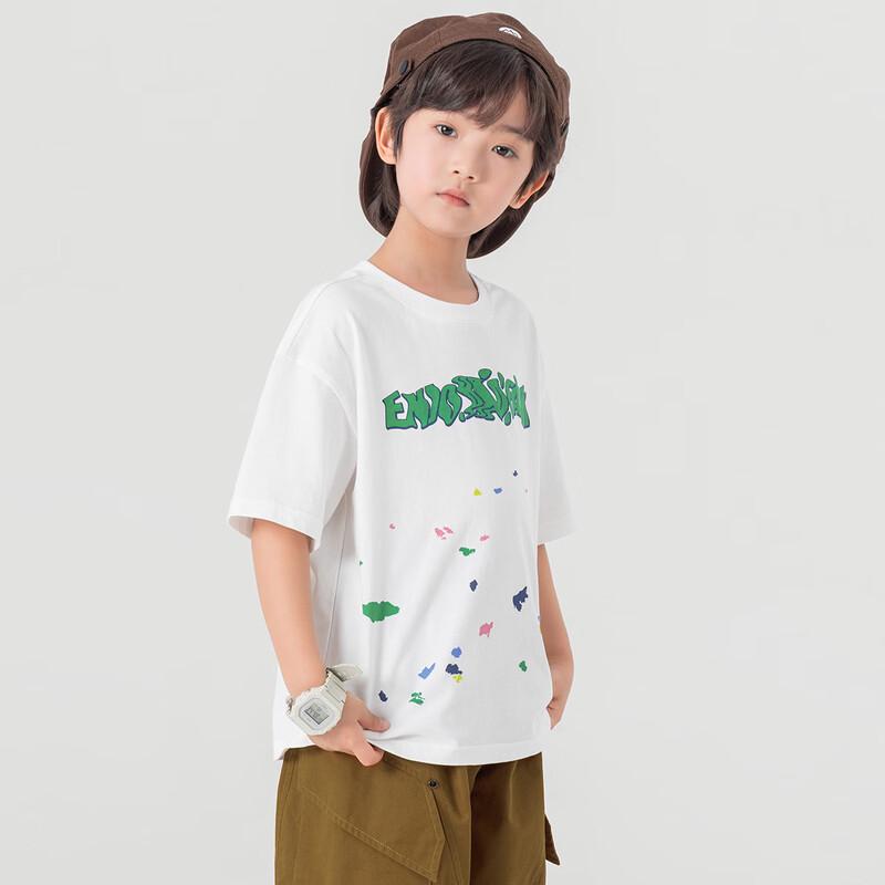 Boys' Cooling Cotton Short-Sleeve T-Shirt with Graffiti Print