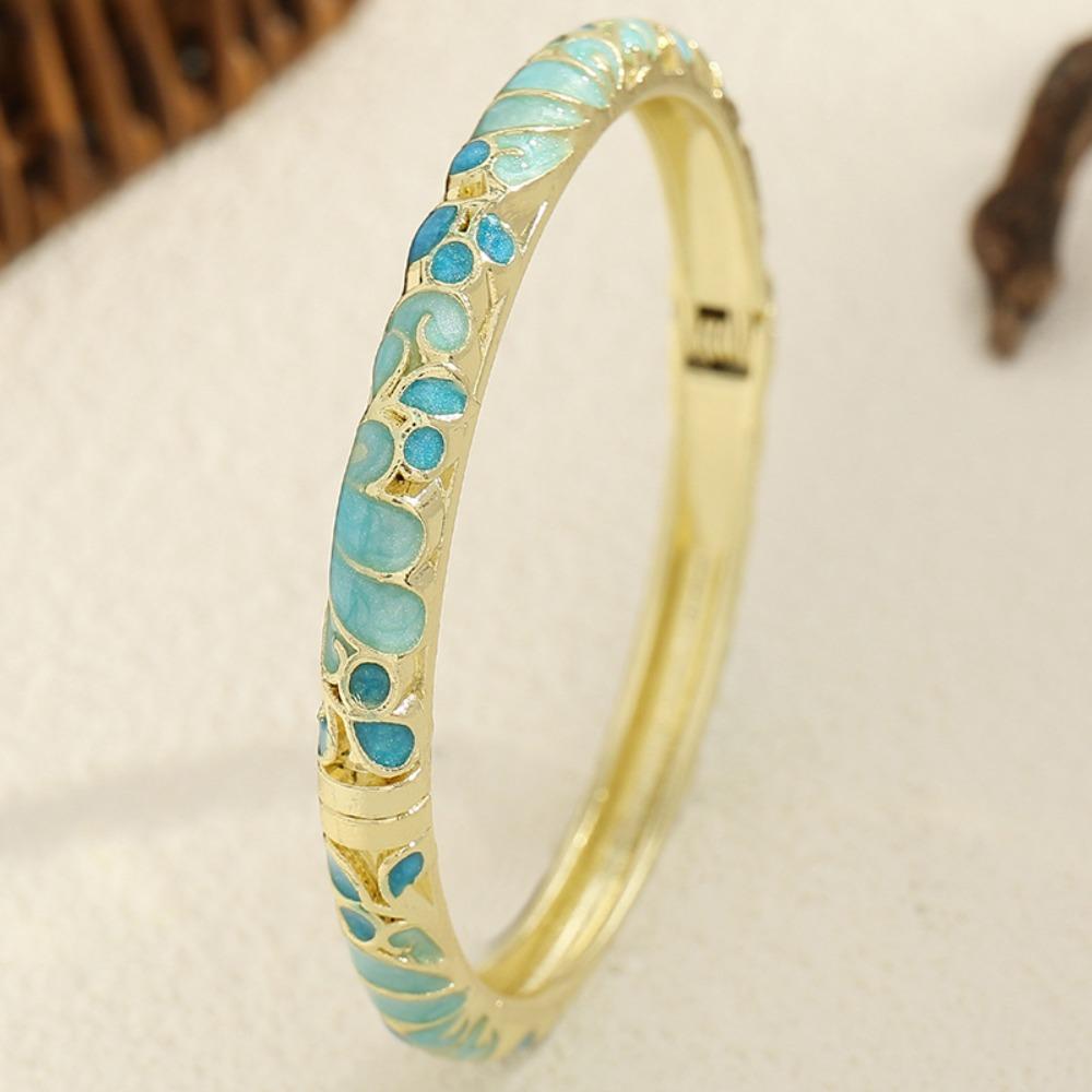 Colorful Cloisonne Bangle Ethnic Style Open Bangle Charming Hand Bracelet  Women Jewelry синий
