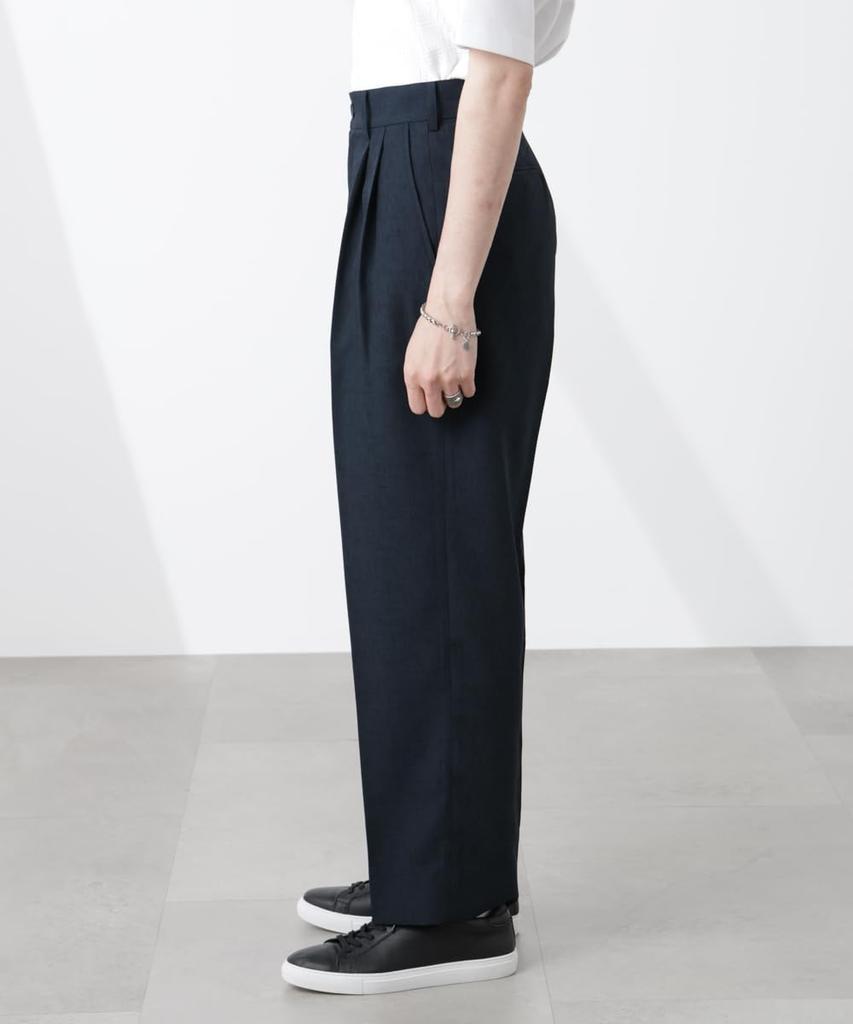 Nano Universe Tech Linen Relaxed Tuck Tapered Pants, Men's, Size M, 023, Charcoal, 672-5127217