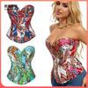 Fornitura Corsetto in Denim con Stecche a Spina di Pesce con Motivo Graffiti Dipinto Forma a Palazzo Stile Europeo e Americano per Donne