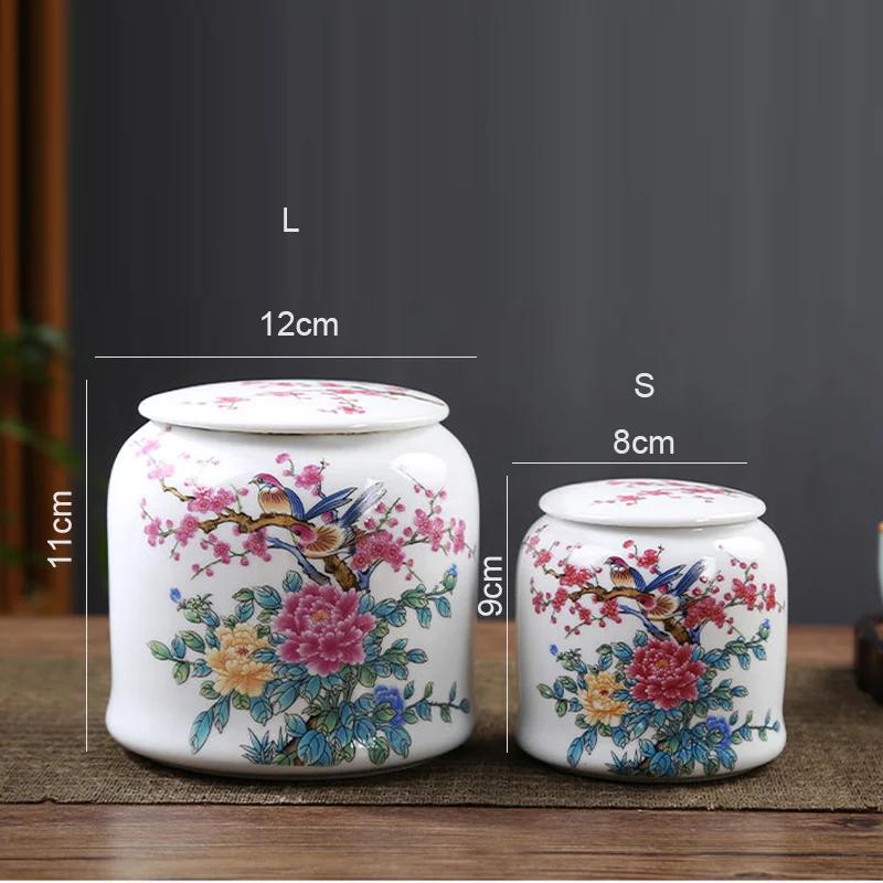 Ceramic tea jar landscape painting general purpose jar coffee food moisture-proof sealed storage jars white porcelain tea can
