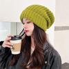 Large Head Circumference Knitted Hat Women's Winter Woolen Hat Autumn and Winter Warm Confinement Hat Versatile Cold Hat Face Small Pile Hat