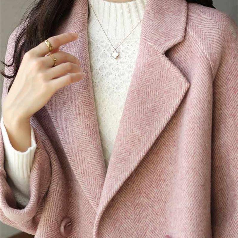 Autumn Winter New Fashion Turn-down Collar Plaid Whisper Trench Women's Clothing Korean Button Pocket All-match Simplicity Tops