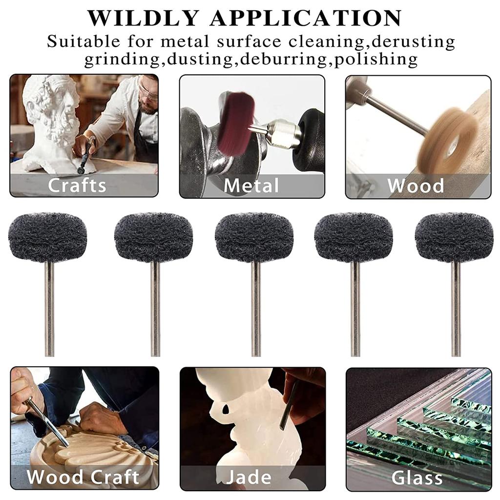 100Pcs Abrasive Buffing Wheels, 1 Inch Buffing Polishing Wheel Set with 1/8 Inch Shank, 20Pcs Each of 80 150 240 400 600 Grit Sc